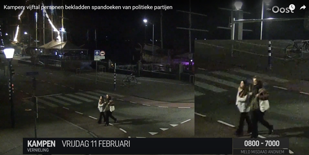 Politie toont camerabeelden bekladden spandoeken Stadsbrug Kampen